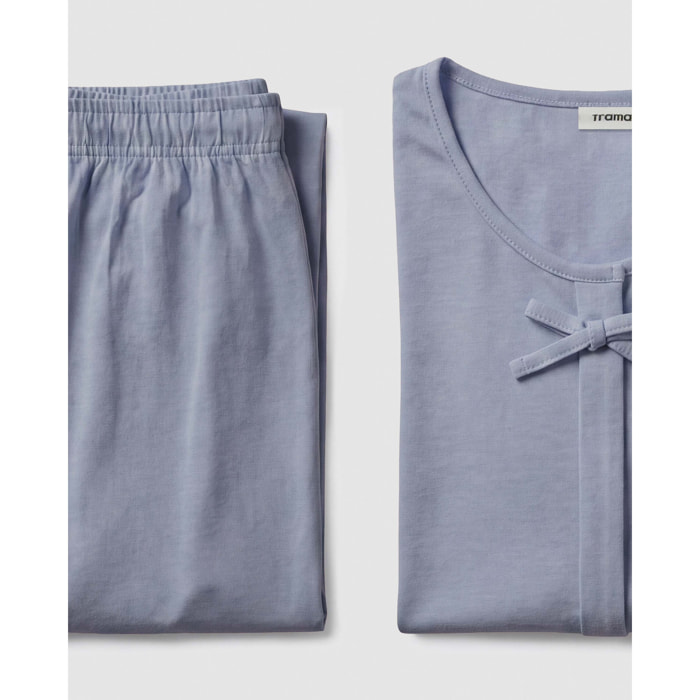 Pijama largo de algodón lazo índigo