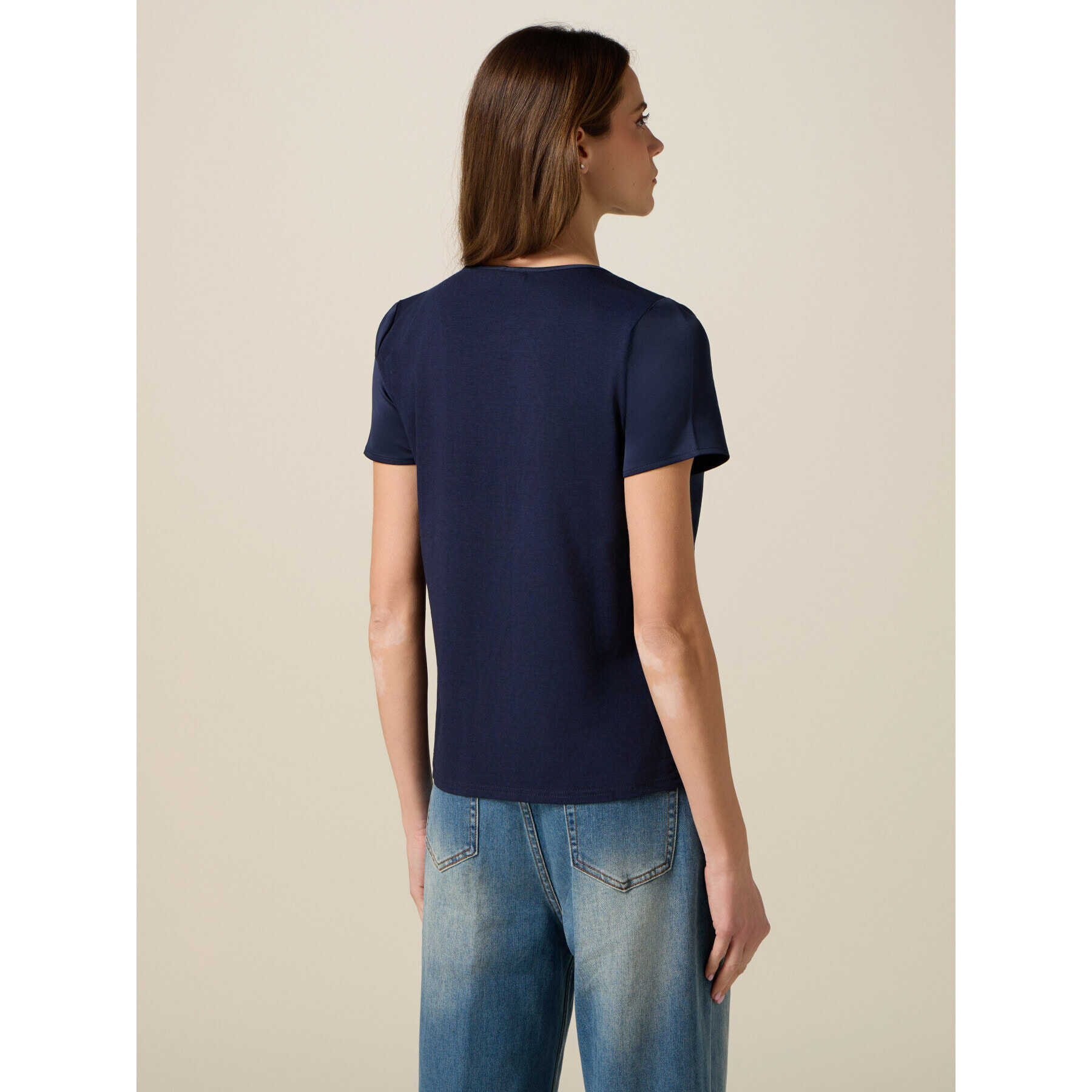 Oltre - T-shirt bimaterica - Blu