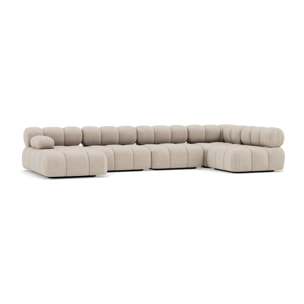 Ruby - canapé panoramique modulable d'angle droit 7 places en velours texturé - Beige