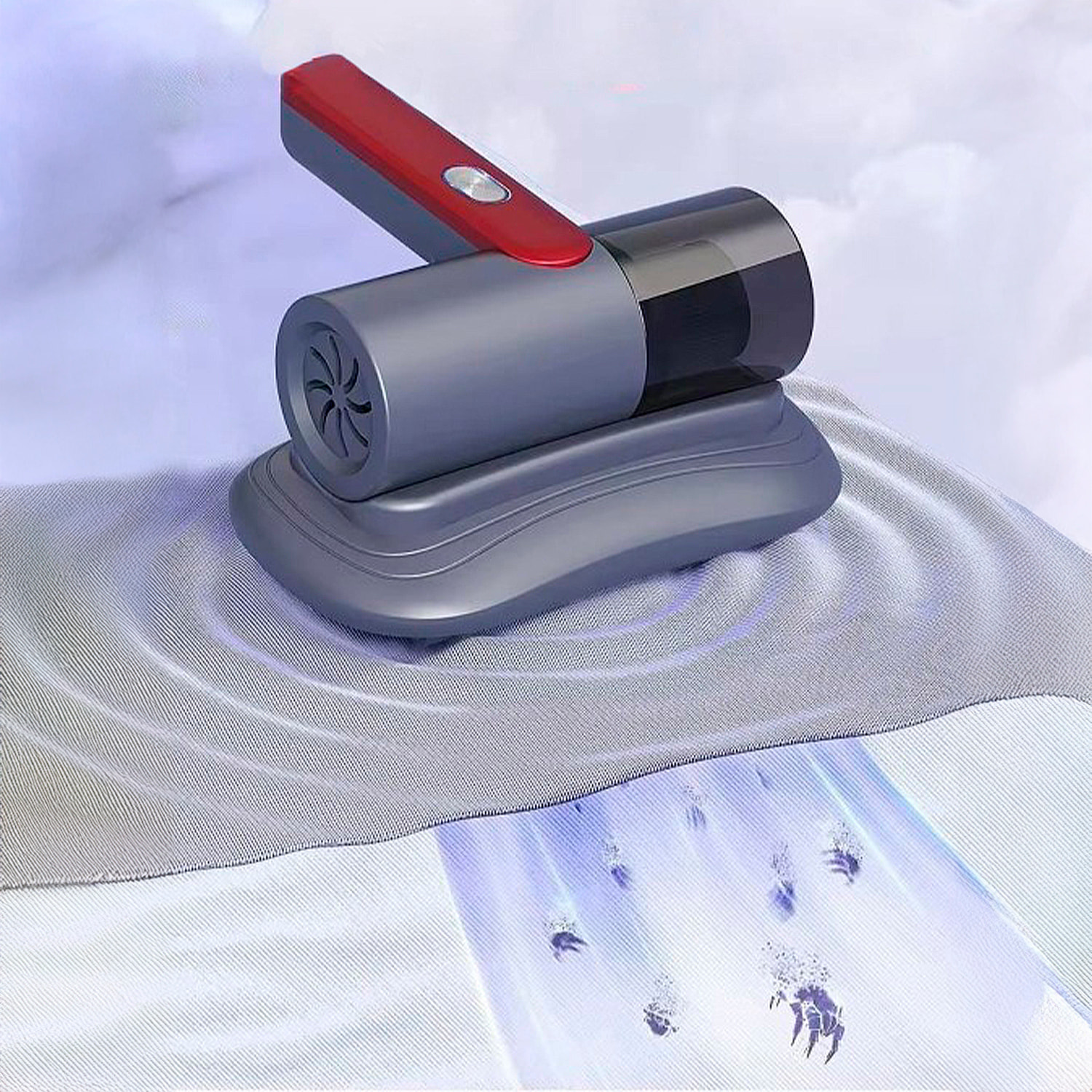 Aspirador de ácaros con una succión de 8kPa. 2 niveles de potencia y Luz UV de 253.7 nm.
