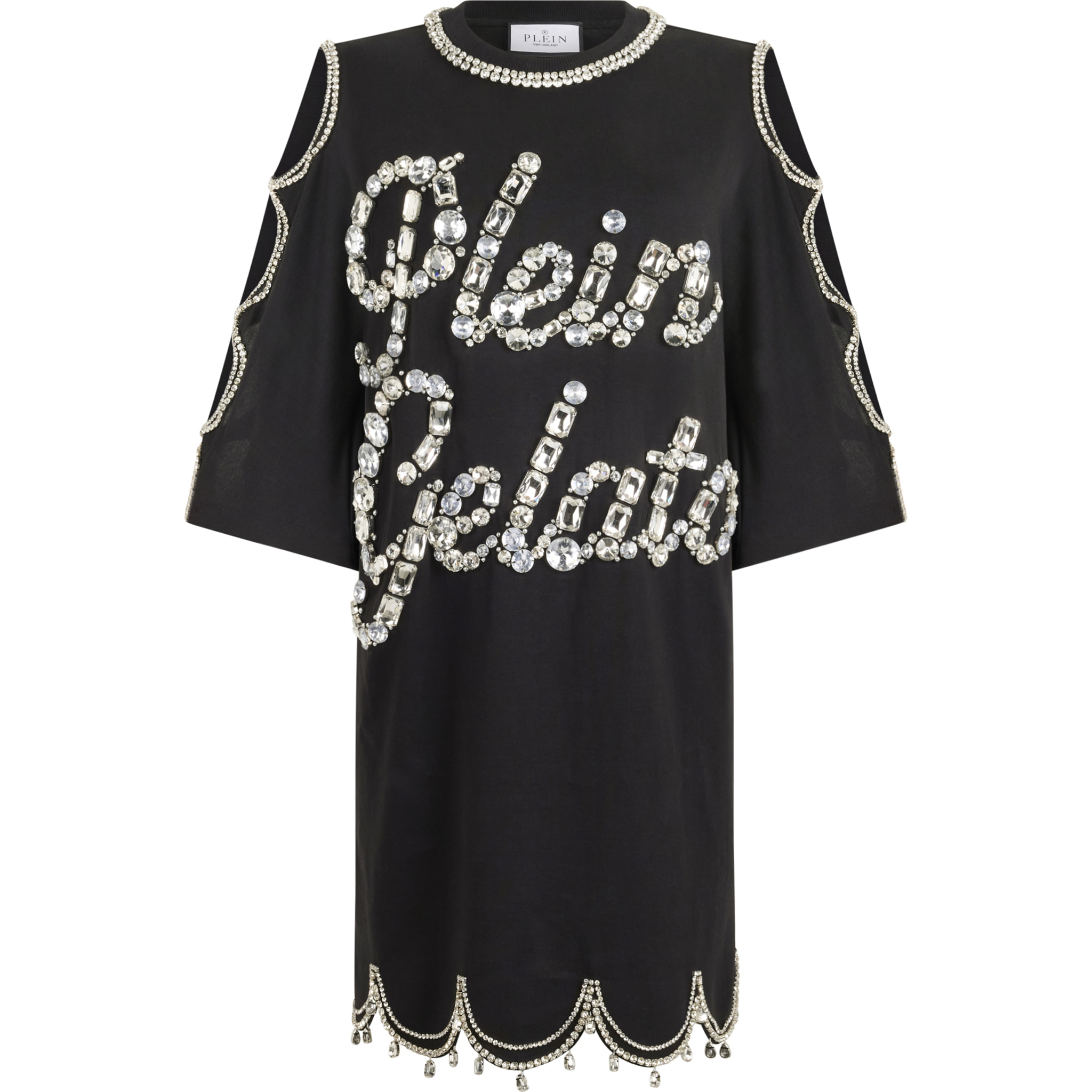PHILIPP PLEIN Mini T-Shirt Dress Crystal Waves