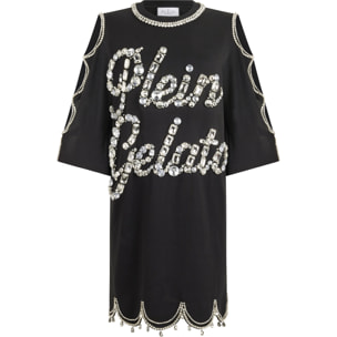 PHILIPP PLEIN Mini T-Shirt Dress Crystal Waves
