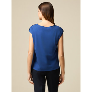 Oltre - T-shirt bimaterica - Blu