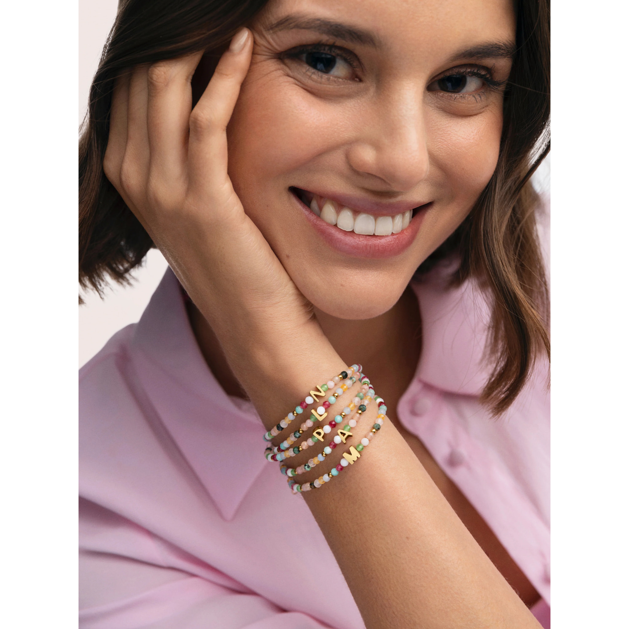 Bracciale Personalizzata Letter Altea Colors Acciao Placcato Oro
