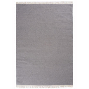 Tapis Kilim tissé à la main en laine uni gris