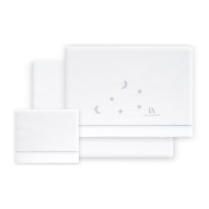 Triptico Minicuna 100% Alg Don Algodon Estrellas Luna Bco/Gris