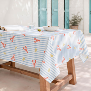 Nappe anti-taches CAMELIA BLEU - en 100 % coton