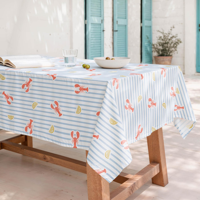 Nappe anti-taches CAMELIA BLEU - en 100 % coton