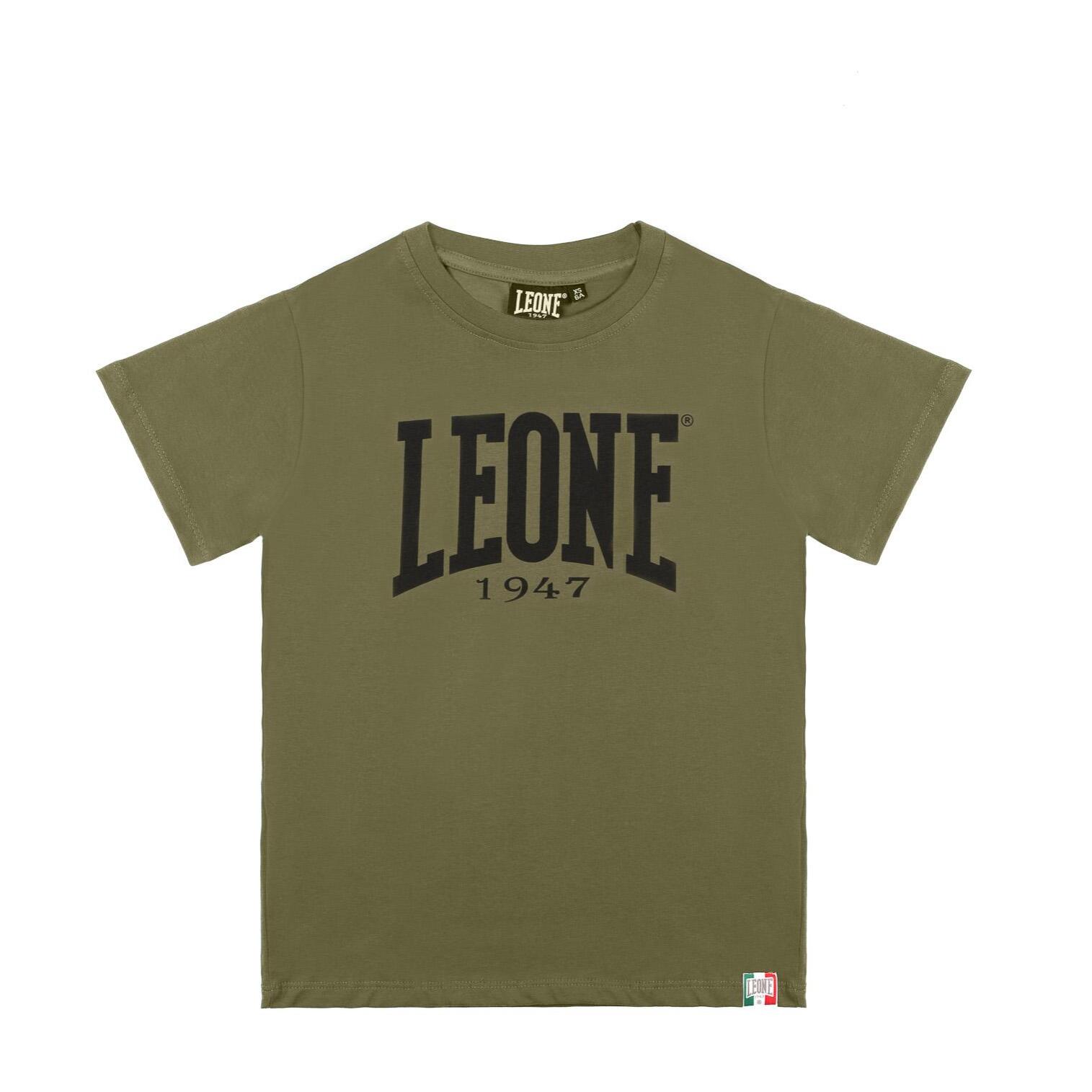 Camiseta básica de manga corta con logo grande de Leone 1947 para niños