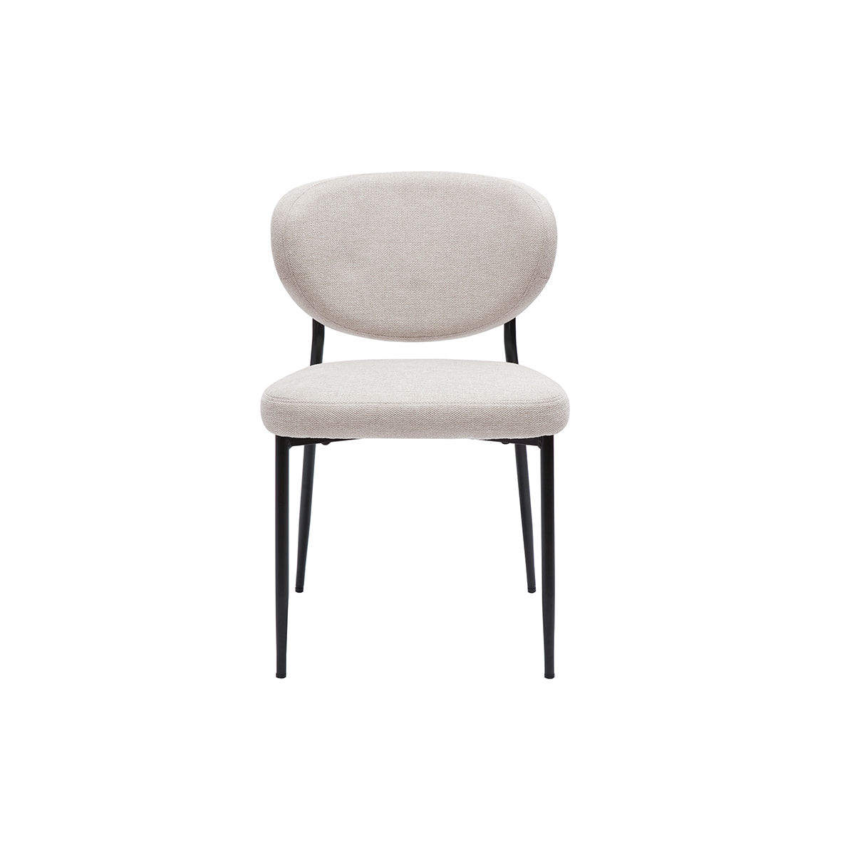 Chaises en tissu effet velours texturé beige et métal noir (lot de 2) BREKA