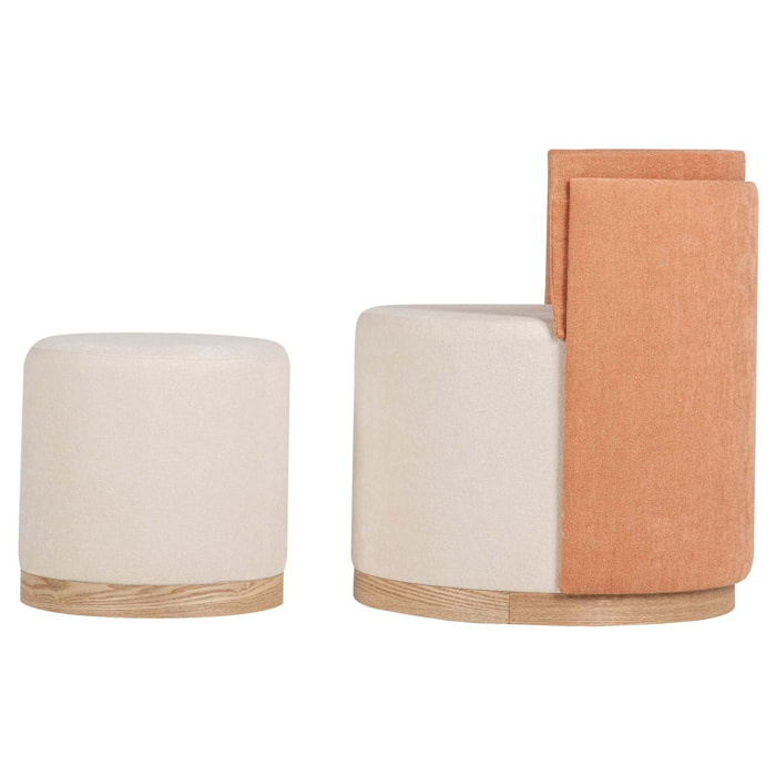 Set Butaca Y Puff Velvet 61x61x70 40x40x40 Cm