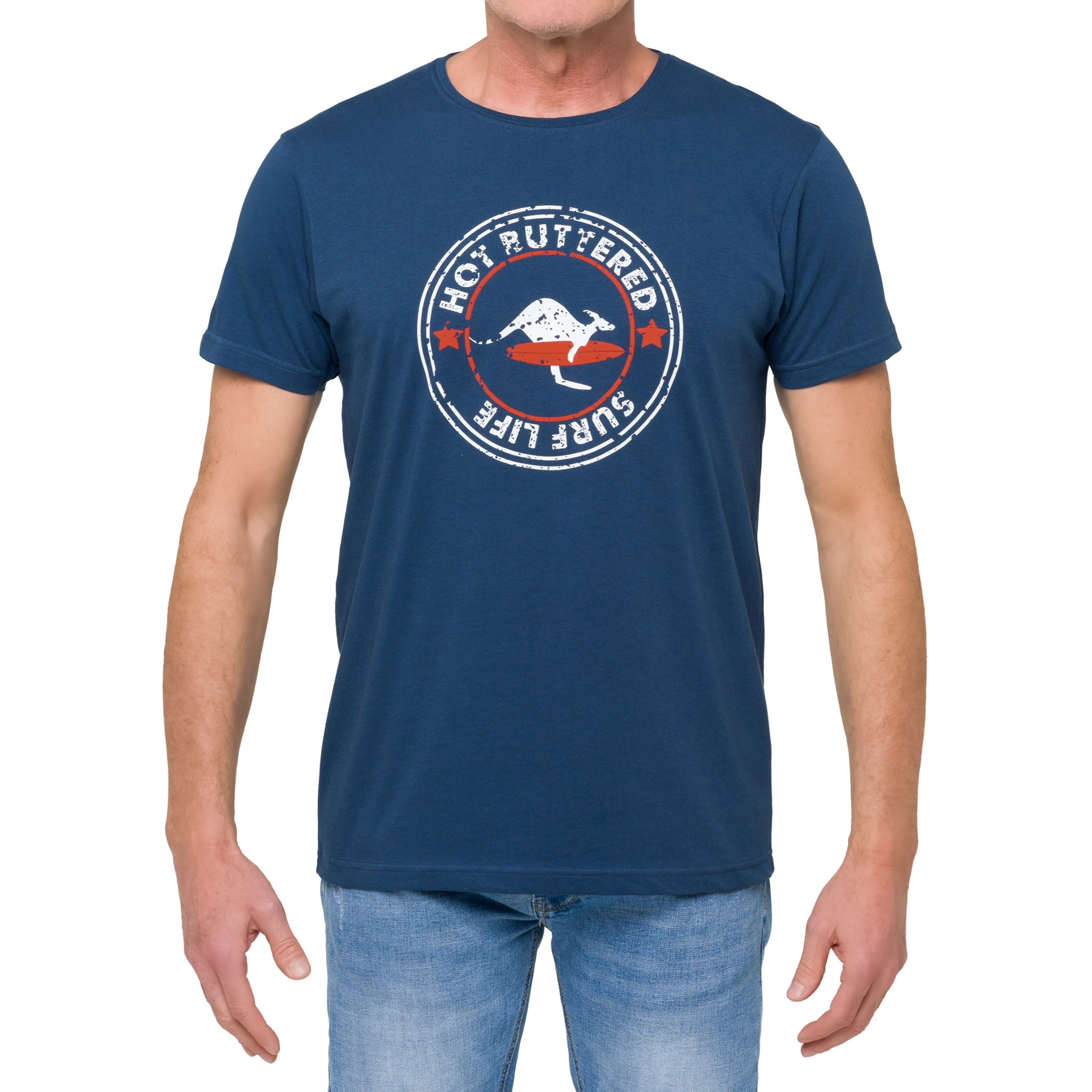 T-shirt in cotone 150 gr Hot Buttered Surflife blu indigo.