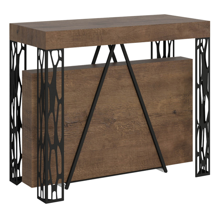 Consolle allungabile 90x40/300 cm Kerpa noce telaio antracite