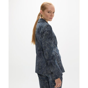 Blazer in microcordullo con stampa paisley