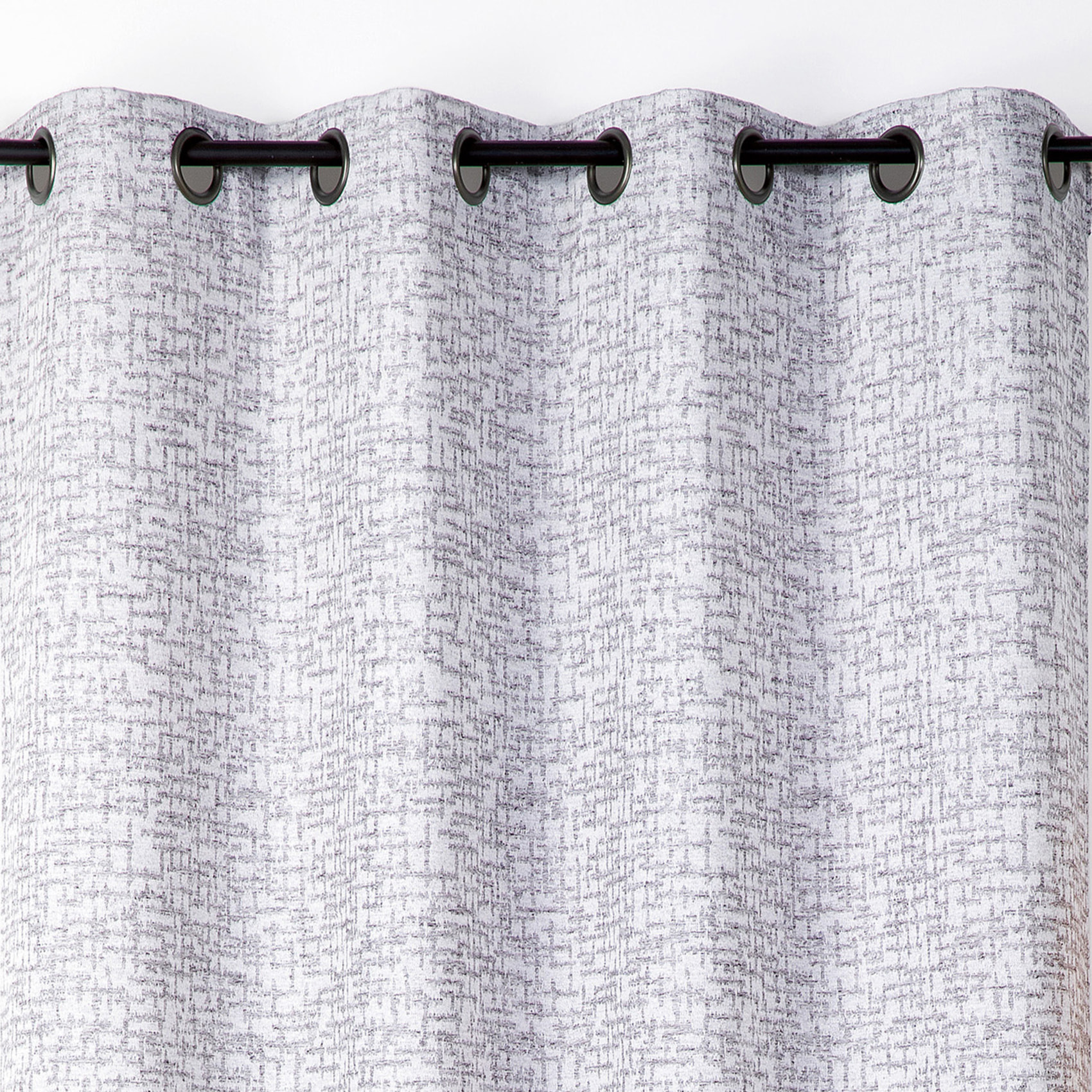 Rideau jacquard à oeillets  - Effet tweed - Bleu