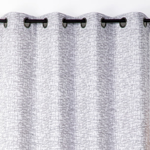 Rideau jacquard à oeillets  - Effet tweed - Bleu