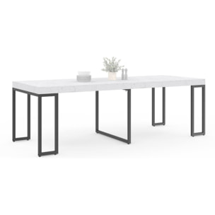 Console-table à manger extensible Glam effet marbre blanc 235cm