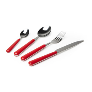 Excelsa lot de 24 couverts Trendy acier 19,5x2x2 cm rouge