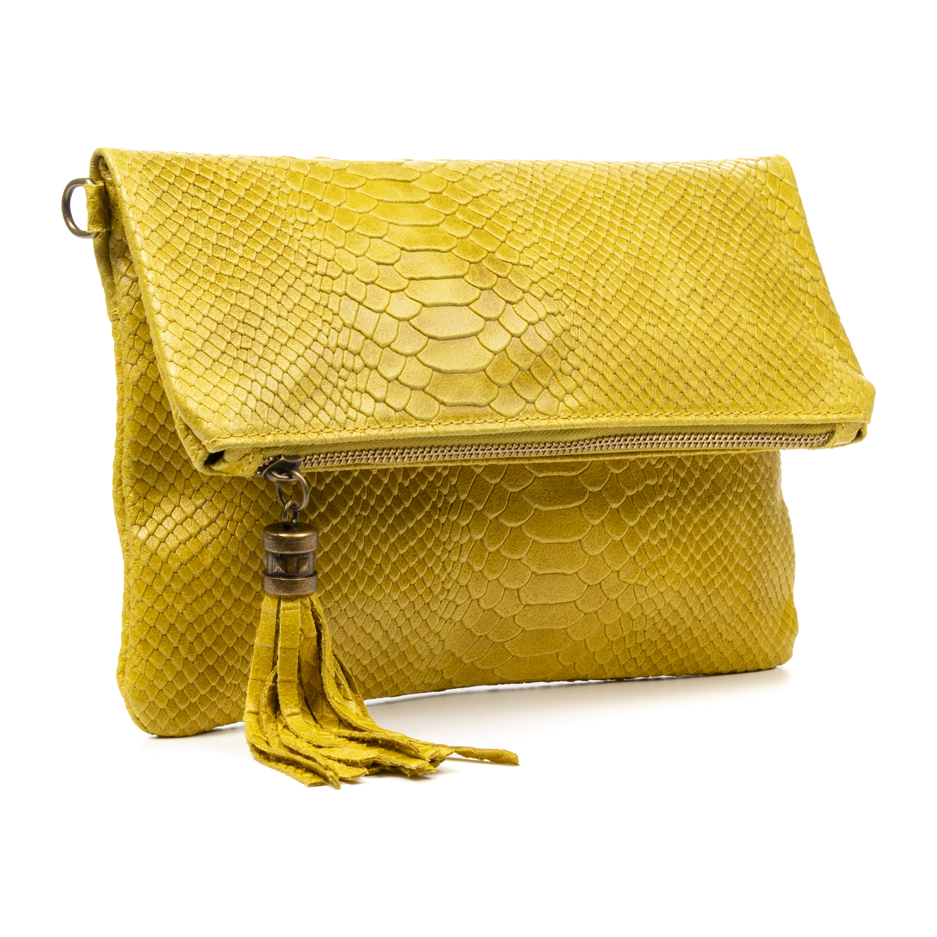 Alzano borsa a tracolla donna. Pelle autentica Camoscio goffrato serpente.