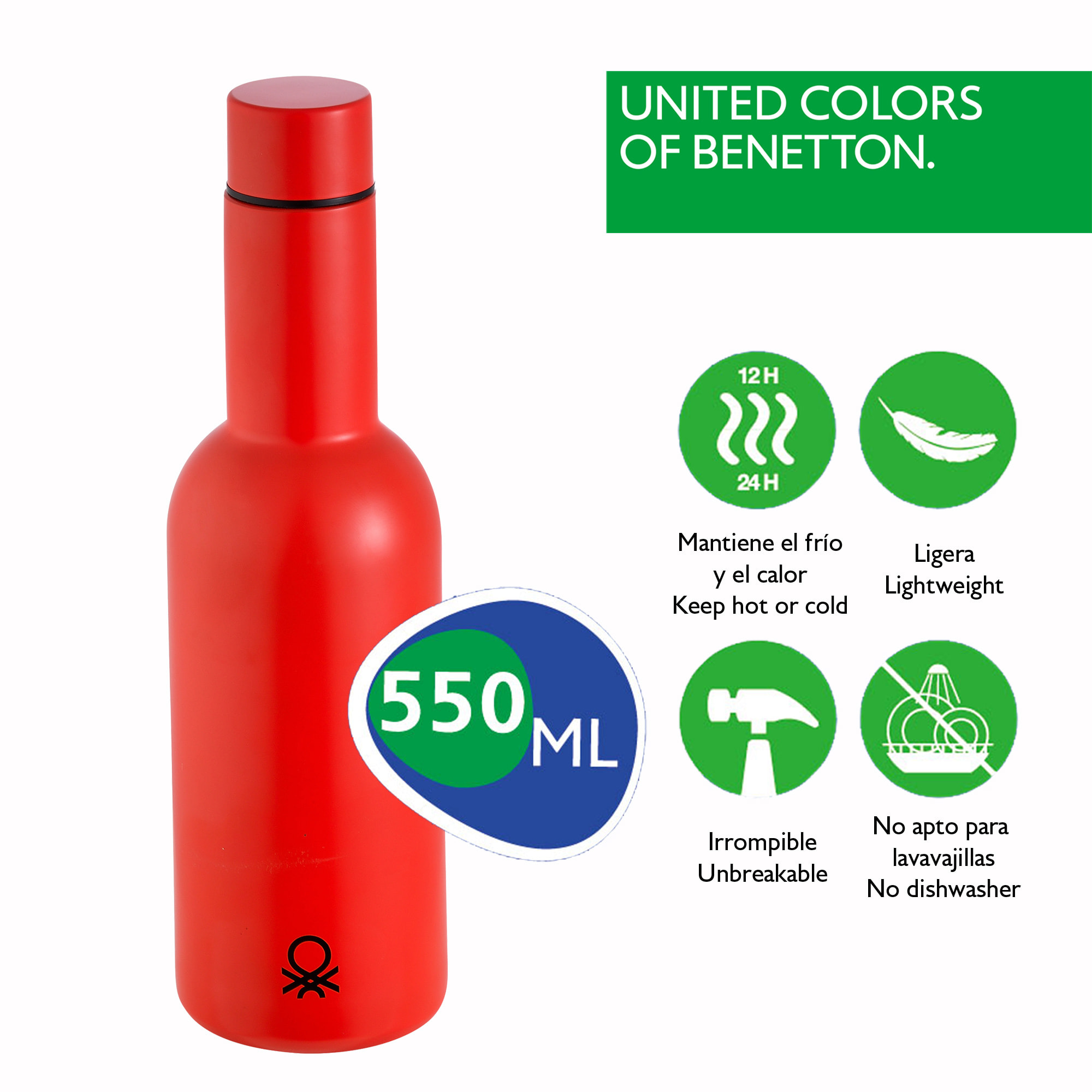 Botella de agua  rojo  benetton