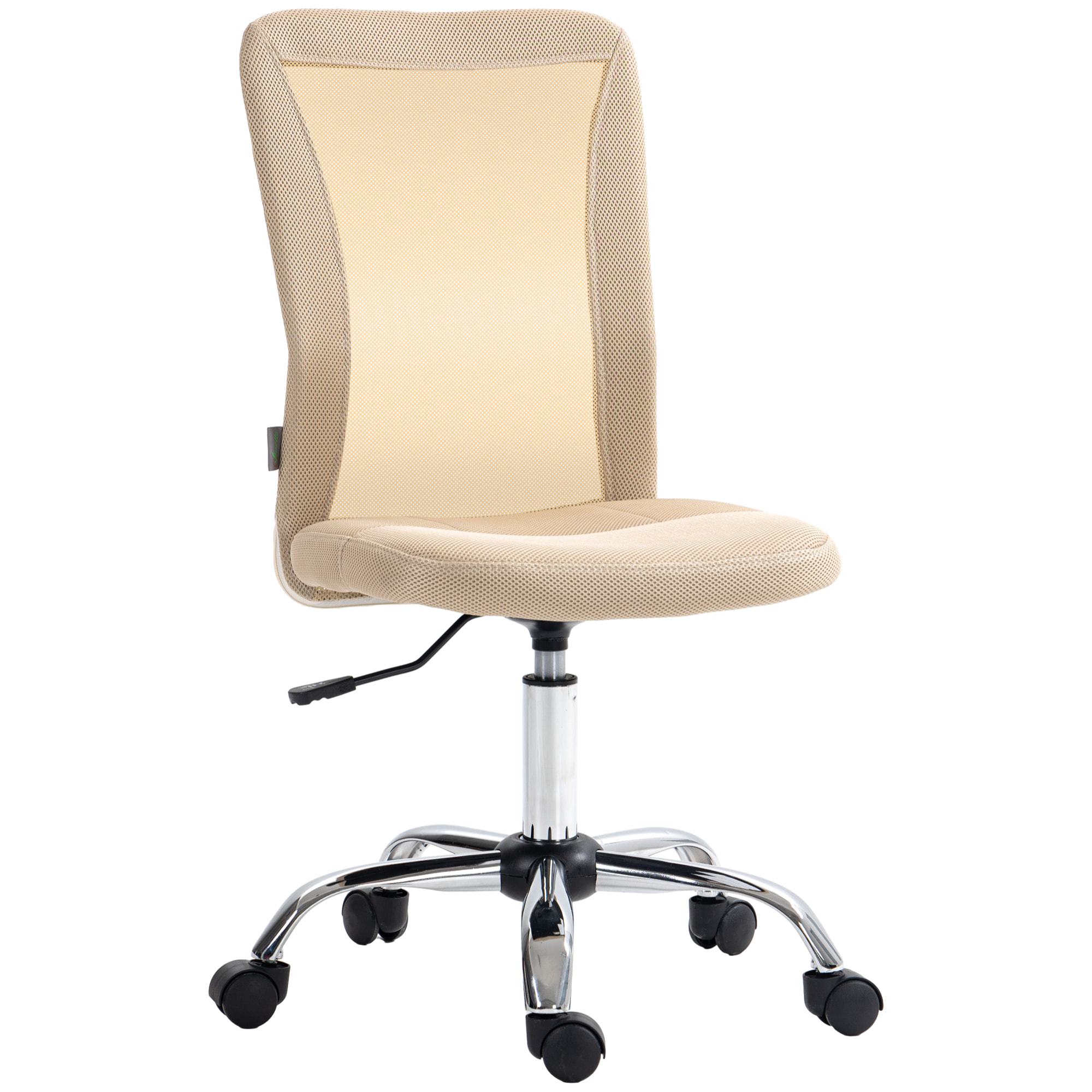 Silla de Oficina de Malla Silla de Escritorio Giratoria sin Brazos con Altura Ajustable Carga 100 kg para Estudio Despacho 43x58x90-100 cm Beige