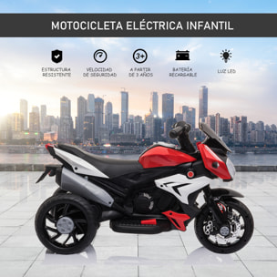 Moto Eléctrica Infantil +3 Años con Batería 6V Música Bocina Faros Negro Rojo