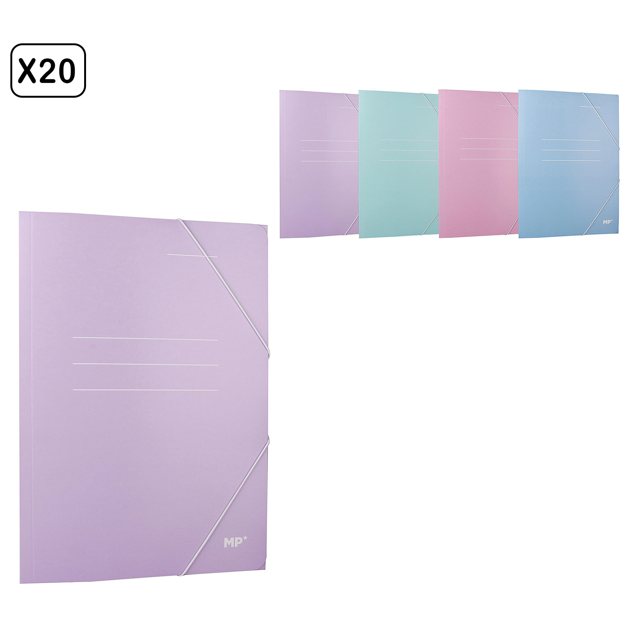 PACK 20 Uds. CARPETA PASTEL CON SOLAPA A4+