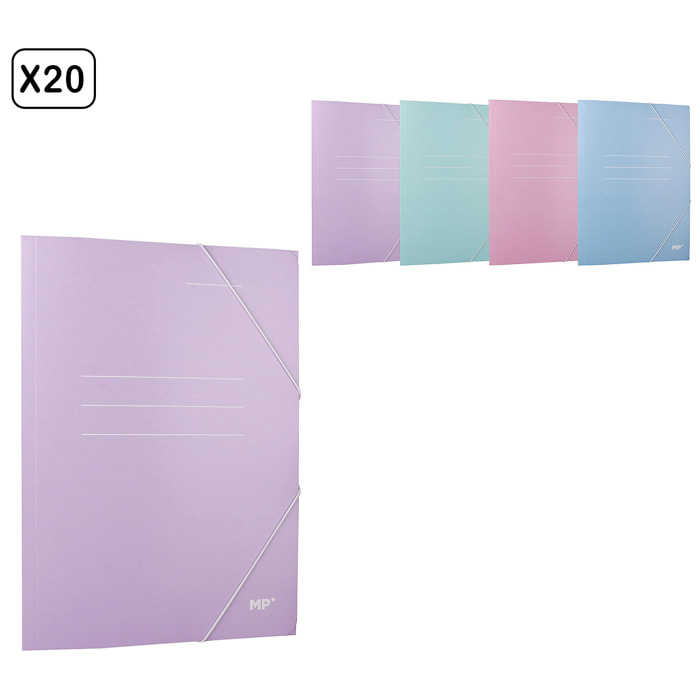 PACK 20 Uds. CARPETA PASTEL CON SOLAPA A4+