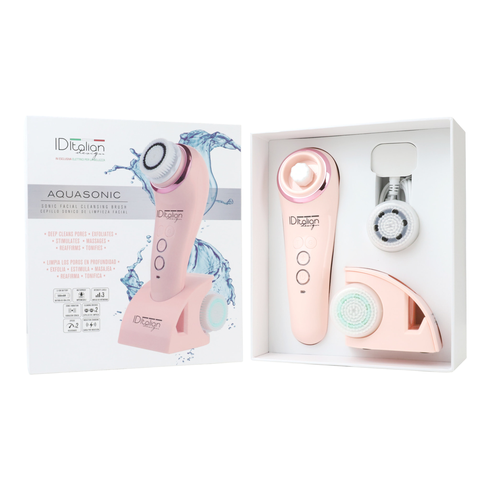 Brosse nettoyante pour le visage sonique - 3W - rose