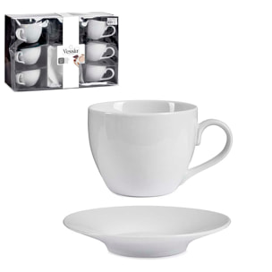 SET 6 TAZAS Y PLATO 420ML BLANCO