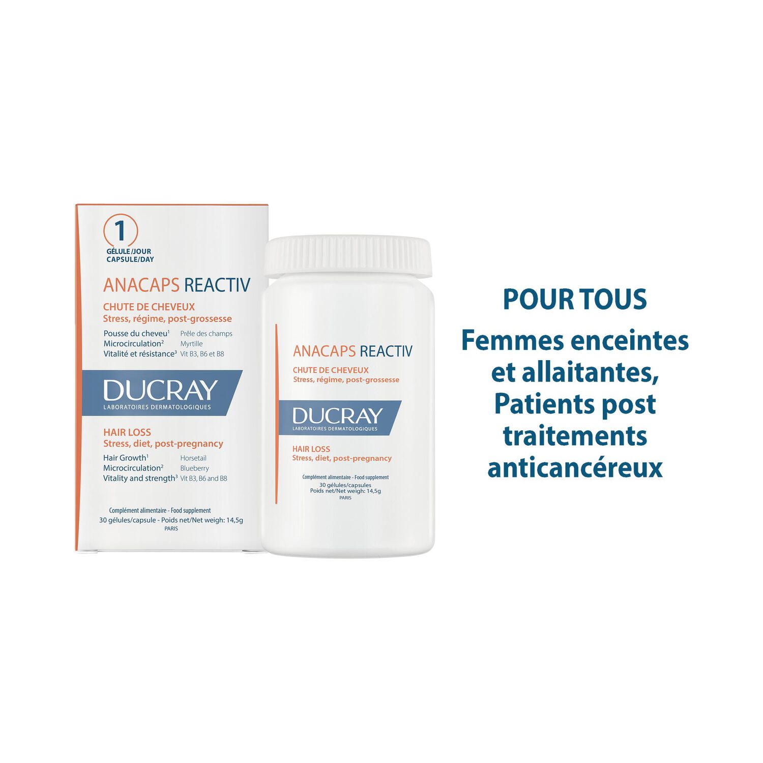 Ducray Complément Alimentaire Anacaps Reactiv - Complément Alimentaire Chute de Cheveux