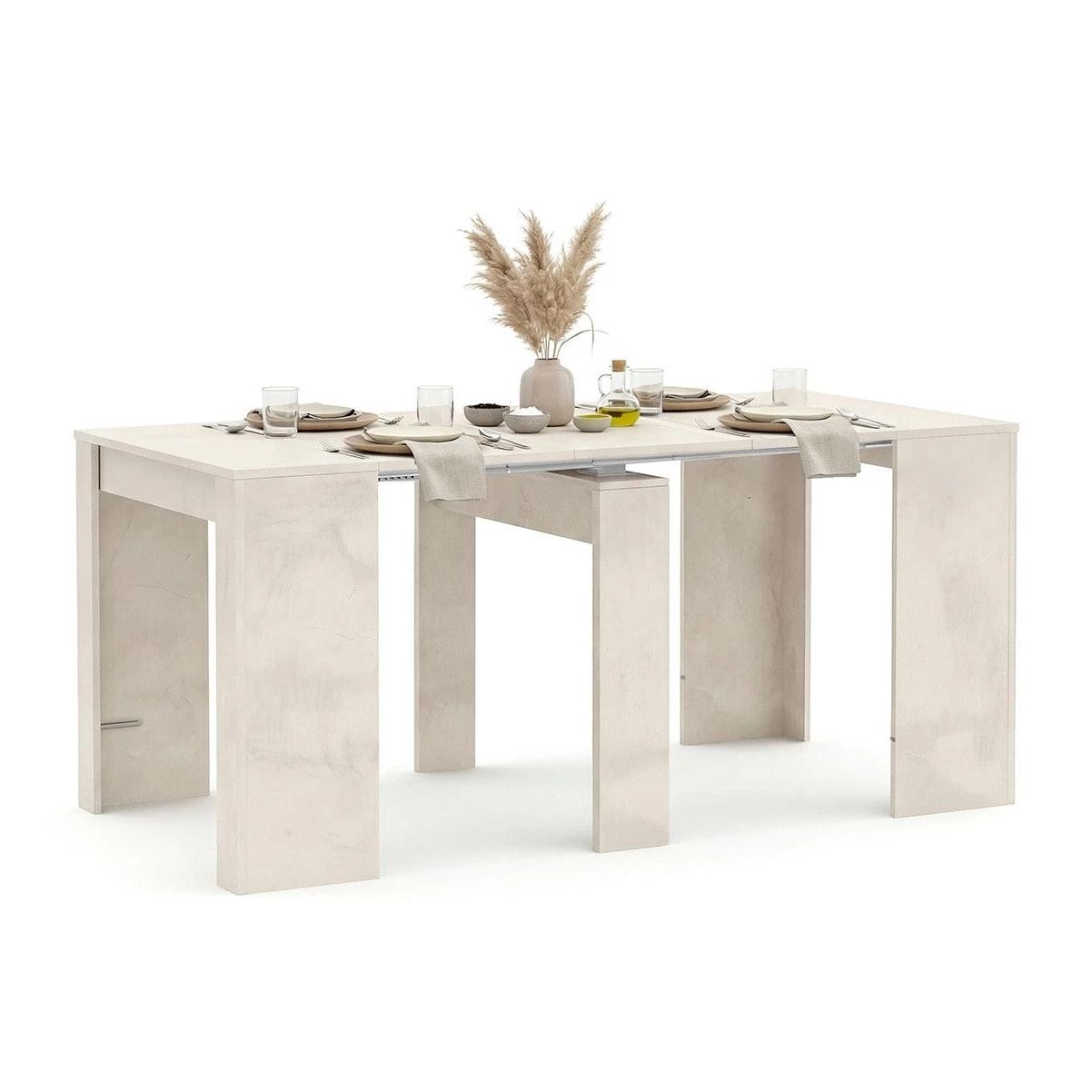 Mesa consola extensible con efecto en microcemento beige 50-235x90 cm Denis Microcemento Beige