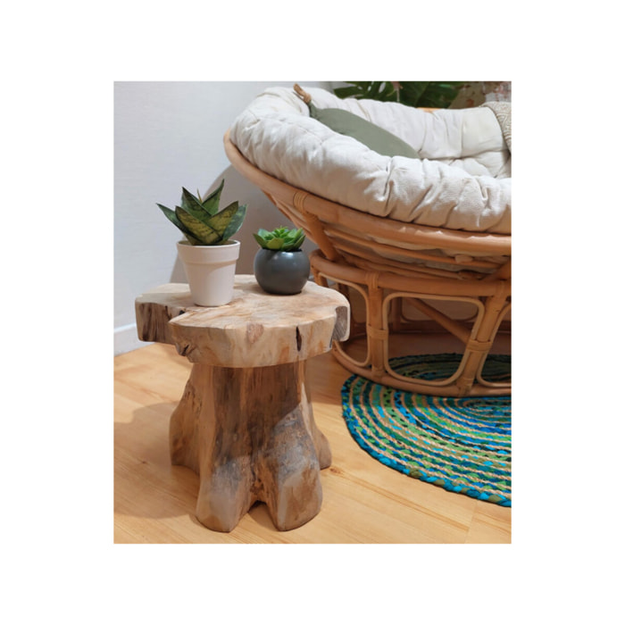 Table/tabouret d’appoint en teck - AGRA