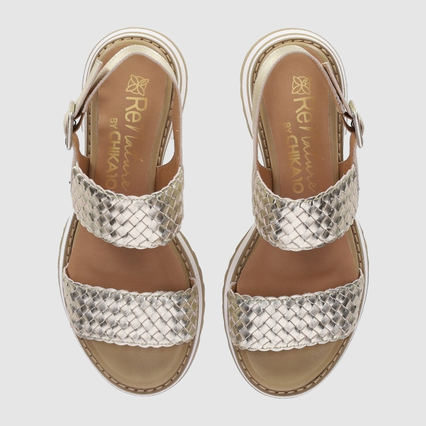 Sandalias de Piel - Platino - Tacón: 4 cm