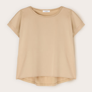 Motivi - Camiseta bimaterial mezcla de algodón - Beige