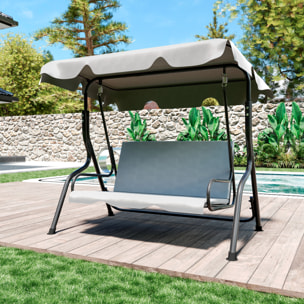 Dondolo 3 Posti Algarve Con Tettuccio Parasole Regolabile Cuscini Imbottiti Struttura Robusta In Acciaio Da Giardino 170 x 110 x 153 cm Grigio
