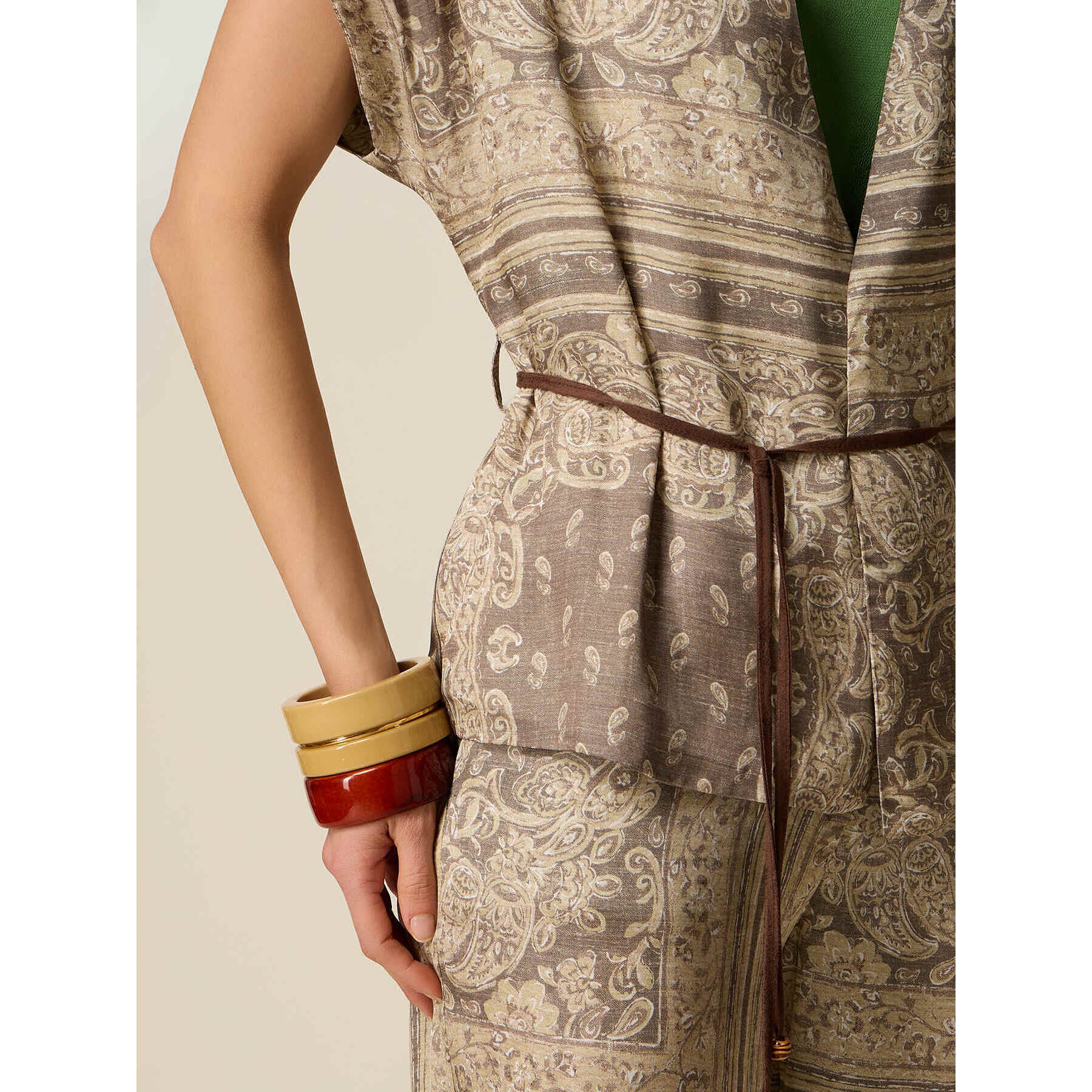 Oltre - Blusa in raso fantasia - Beige