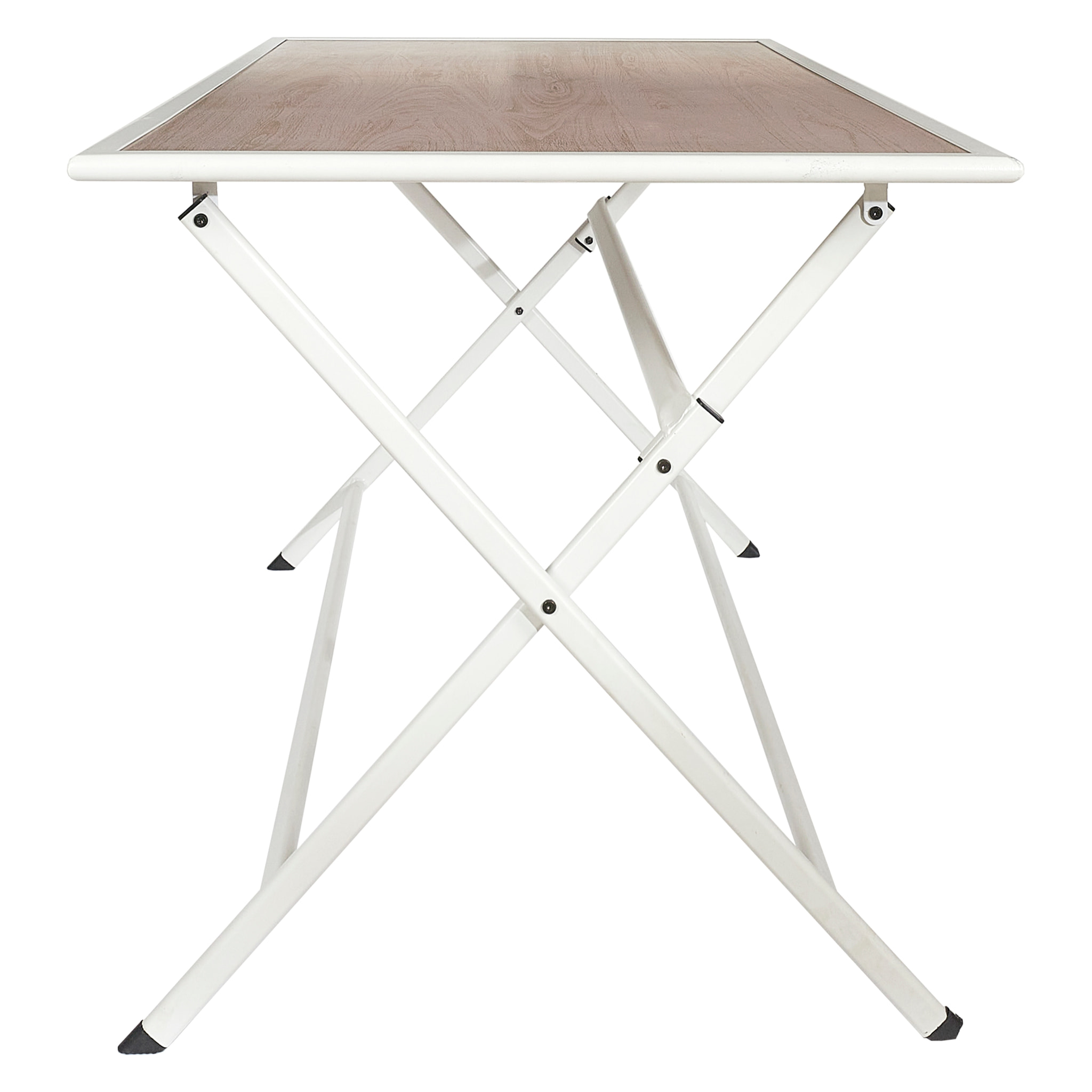 Table Metal Blanc Effet Bois Barcelone 110x70 M1