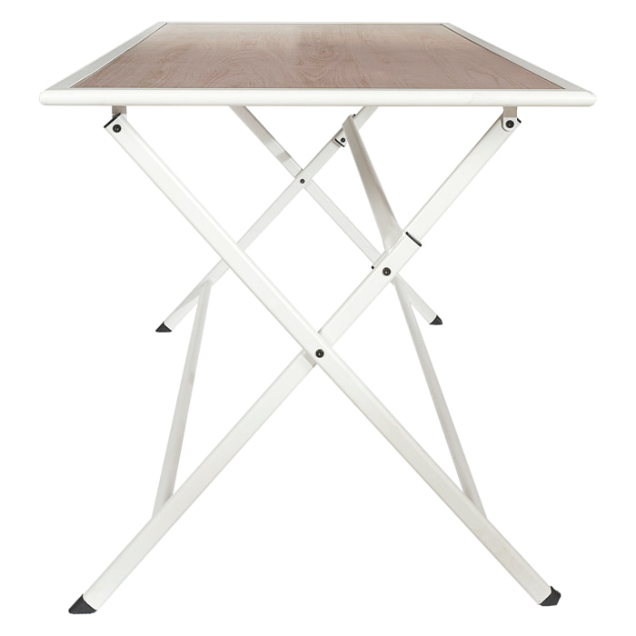 Table Metal Blanc Effet Bois Barcelone 110x70 M1