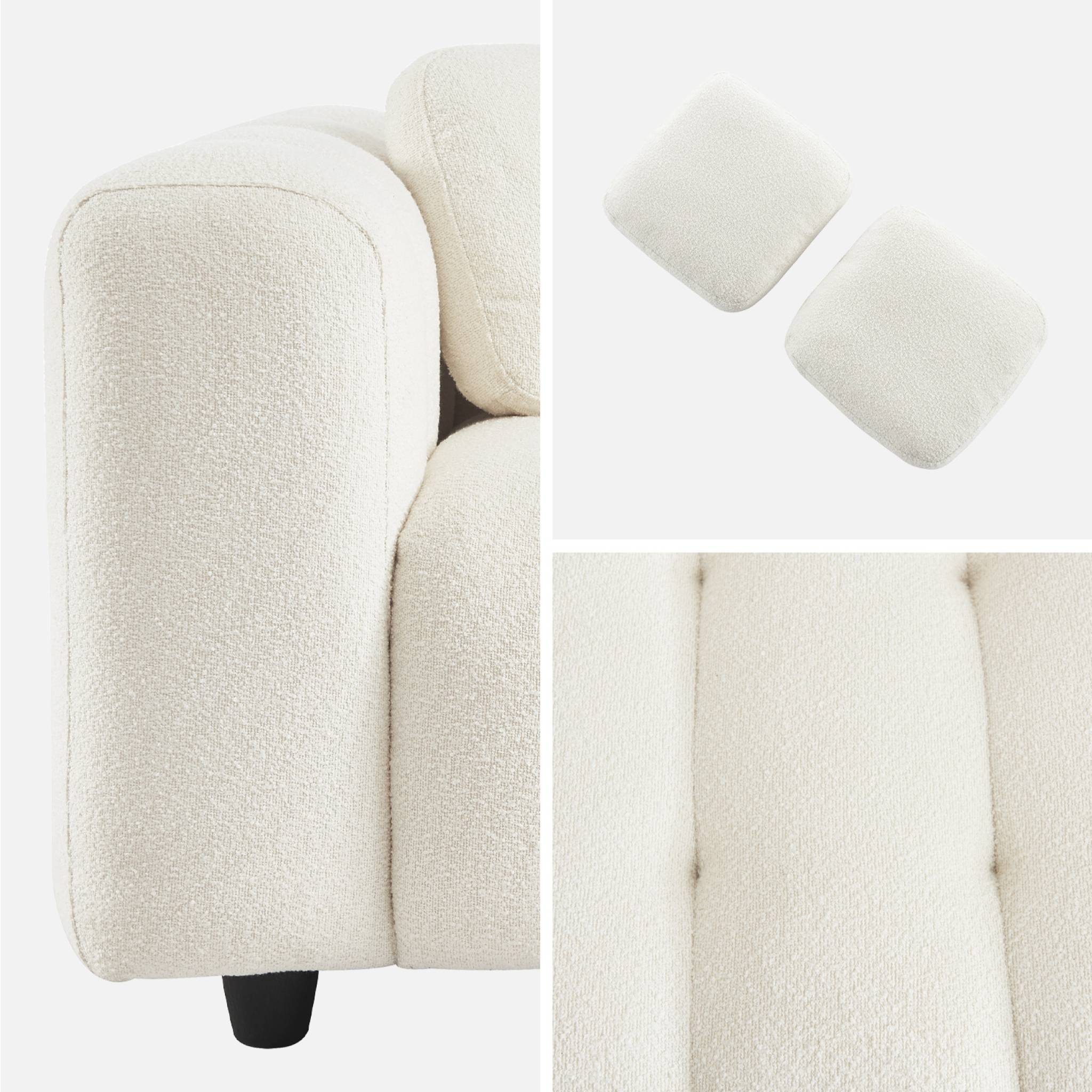 Pouf. module pour canapé. repose-pieds pour canapé 3 places en bouclette texturée crème L 69 x P 59 x H 48cm - Leon