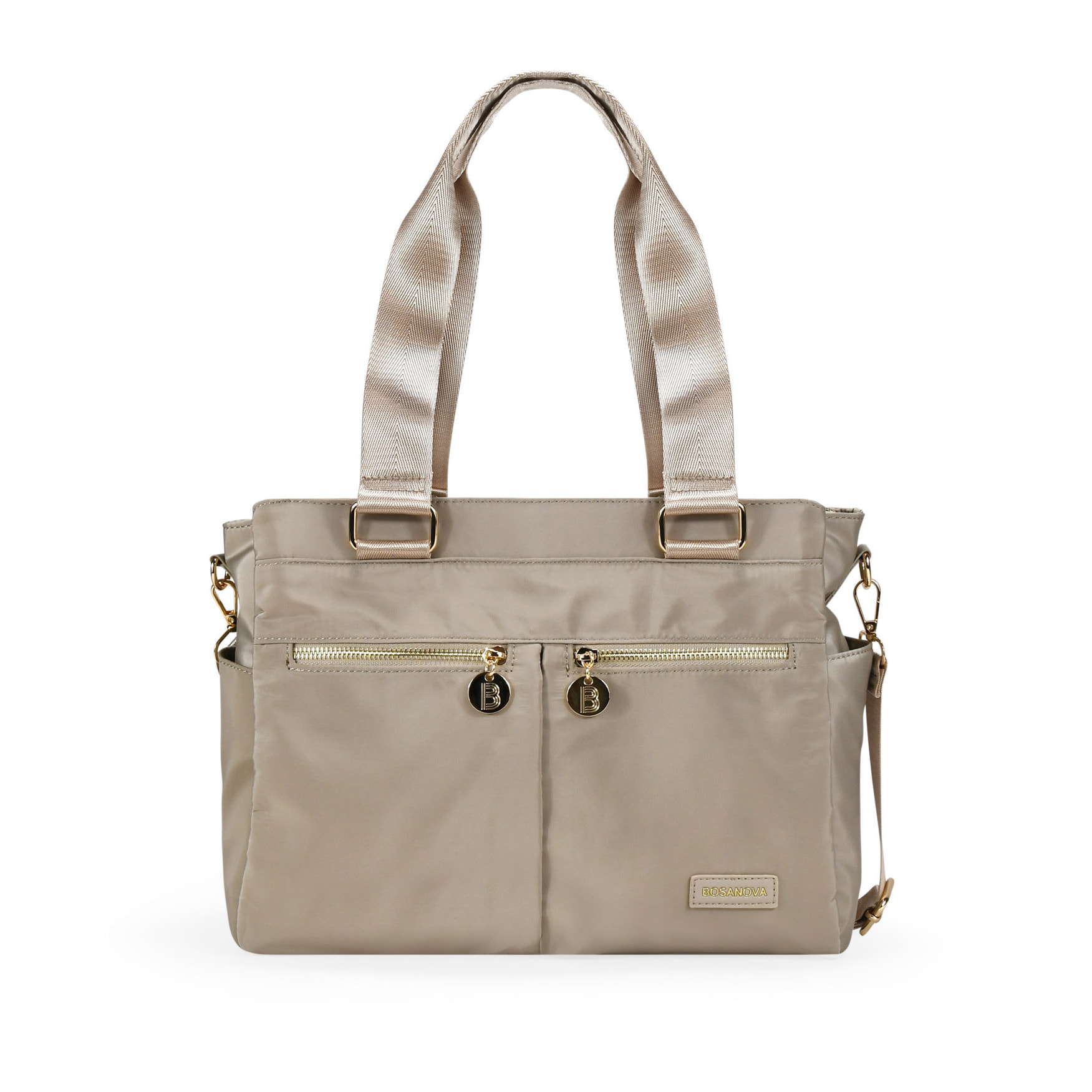 Bolso de hombro beige para portátil
