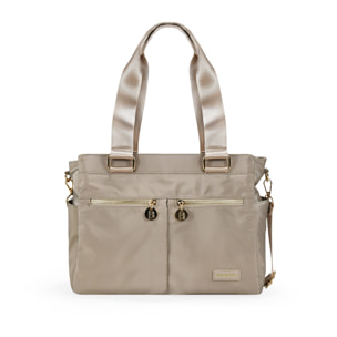 Bolso de hombro beige para portátil