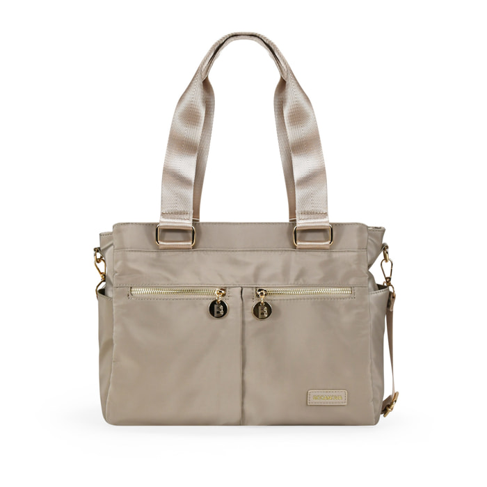 Bolso de hombro beige para portátil
