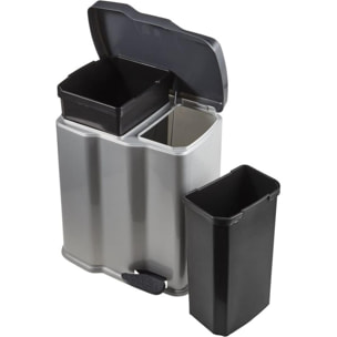 Cubo de Basura con 2 Compartimentos, 7 l + 15 l, Gunnar, Plateado