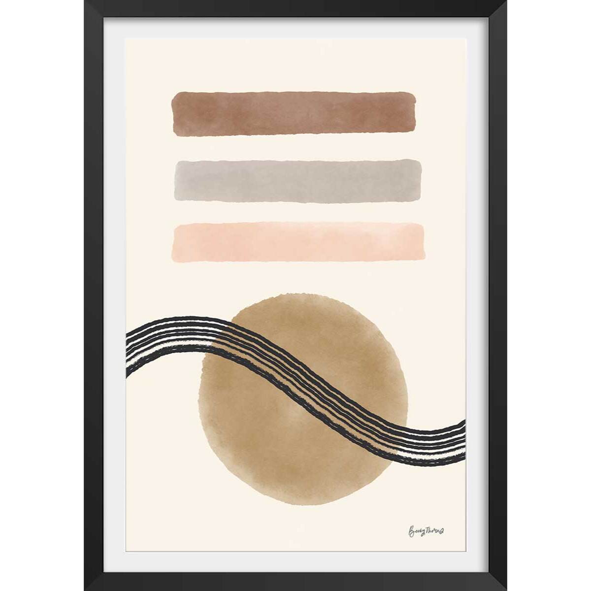 Poster Abstrait des années 50 Affiche + cadre en bois - Noir