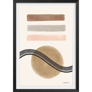 Poster Abstrait des années 50 Affiche + cadre en bois - Noir