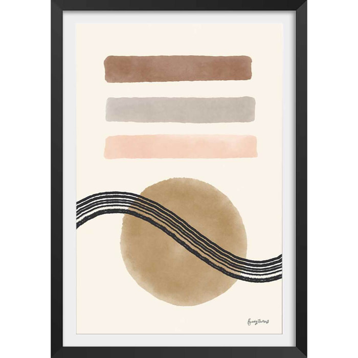 Poster Abstrait des années 50 Affiche + cadre en bois - Noir