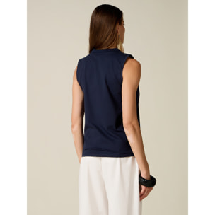 Oltre - Top in jersey con dettaglio gioiello - Blu