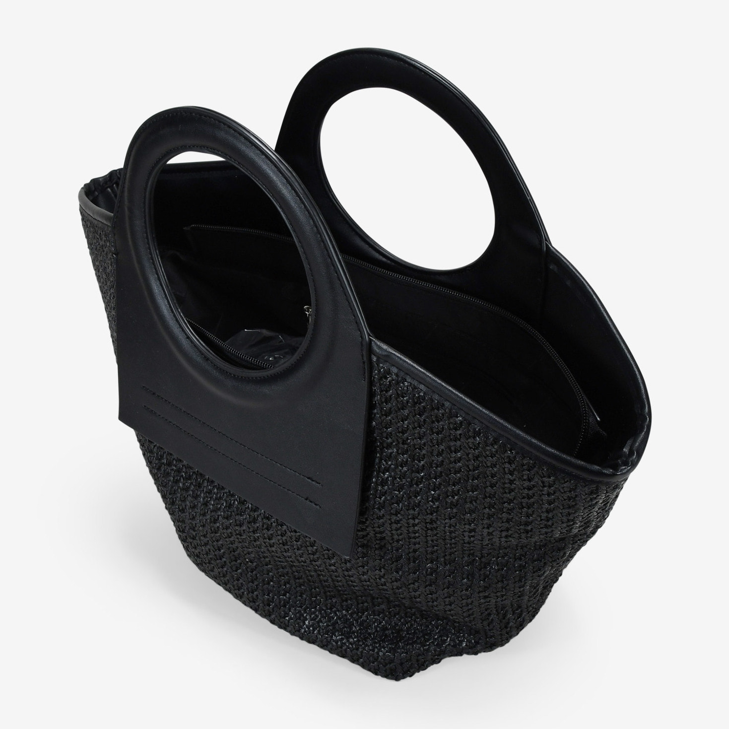 Bolso de mano negro con asas redondas