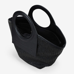 Bolso de mano negro con asas redondas